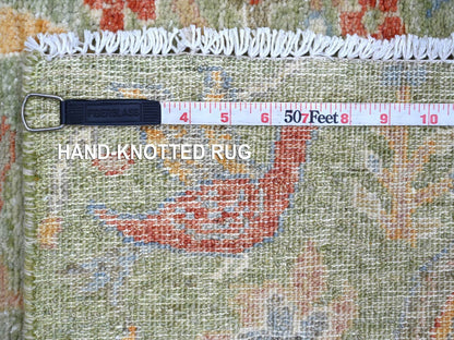 Green 2'1" x 3'1" Oushak And Peshawar Hand knotted Wool Rug - Sku: O021098