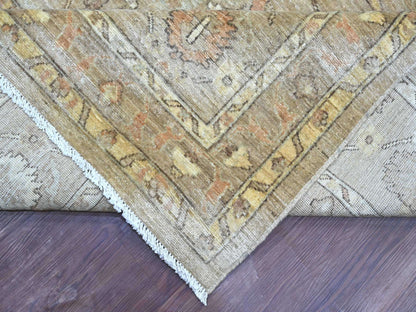 Brown 10'1" x 13'3" Oushak And Peshawar Hand knotted Wool Rug - Sku: O021105