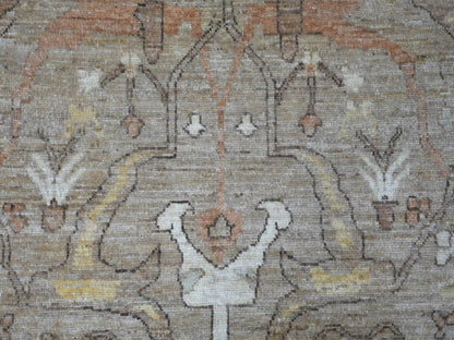 Brown 10'1" x 13'3" Oushak And Peshawar Hand knotted Wool Rug - Sku: O021105