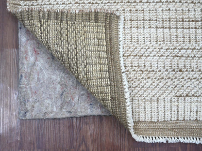 Modern / Contemporary hand-knotted wool rug in Ivory & Brown, 2' x 2'9" — SKU O021106 (view 2)