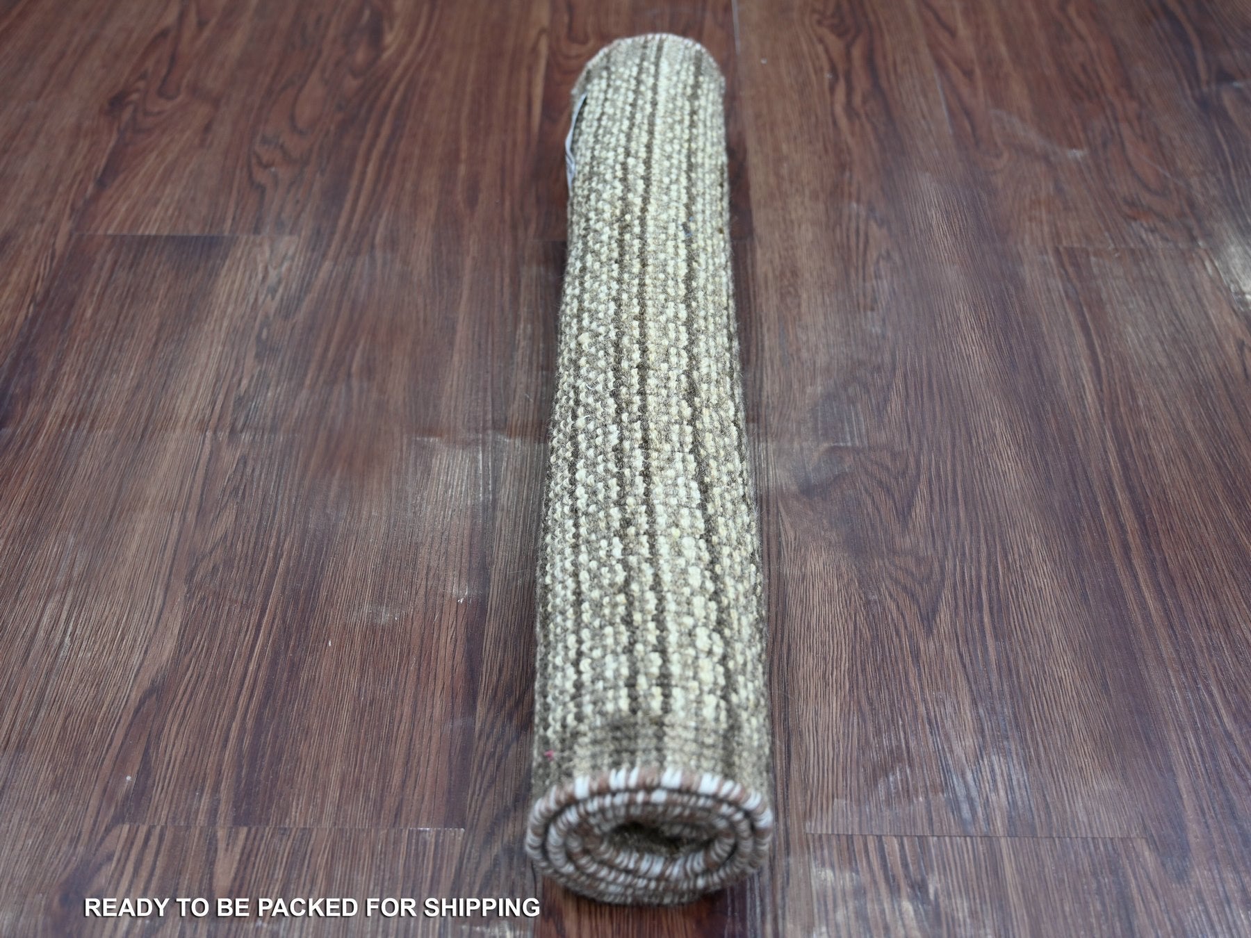Modern / Contemporary hand-knotted wool rug in Ivory & Brown, 2' x 2'9" — SKU O021106 (view 4)