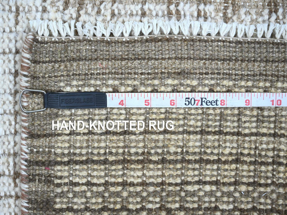 Modern / Contemporary hand-knotted wool rug in Ivory & Brown, 2' x 2'9" — SKU O021106 (view 6)