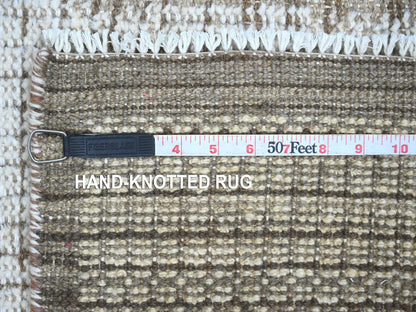 Modern / Contemporary hand-knotted wool rug in Ivory & Brown, 2' x 2'9" — SKU O021106 (view 6)