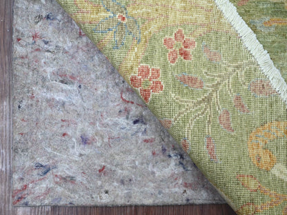 Green 7'11" x 8'0" Oushak And Peshawar Hand knotted Wool Rug - Sku: O021109