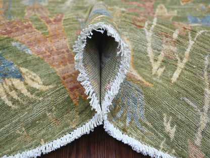 Green 7'11" x 8'0" Oushak And Peshawar Hand knotted Wool Rug - Sku: O021109