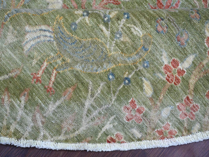 Green 7'11" x 8'0" Oushak And Peshawar Hand knotted Wool Rug - Sku: O021109
