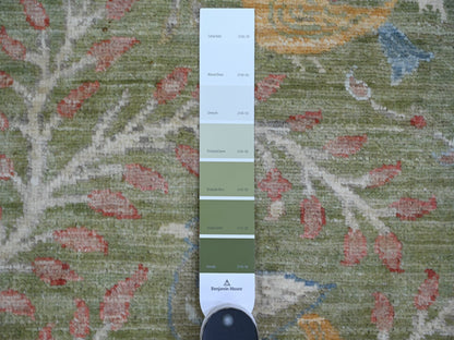 Green 7'11" x 8'0" Oushak And Peshawar Hand knotted Wool Rug - Sku: O021109