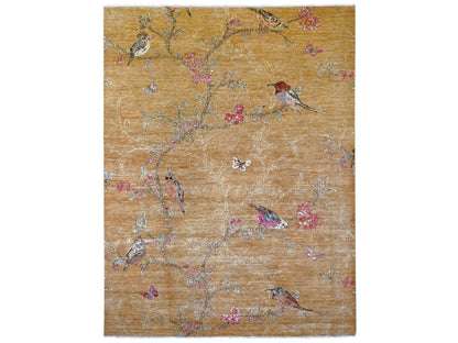 Brown 8'11" x 11'10" Modern and Contemporary Hand knotted Wool Rug - Sku: O021113