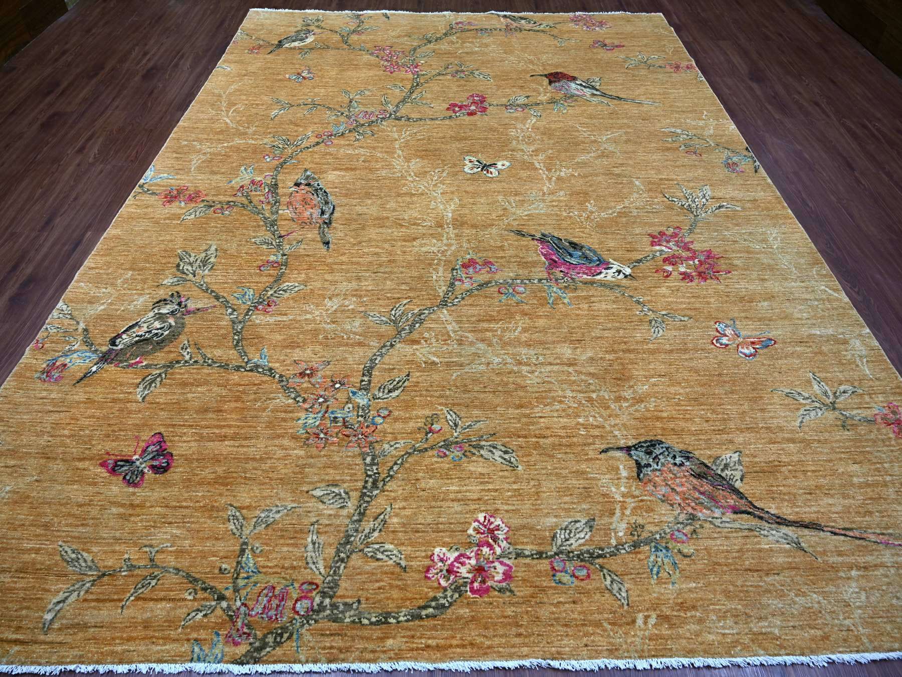 Brown 8'11" x 11'10" Modern and Contemporary Hand knotted Wool Rug - Sku: O021113