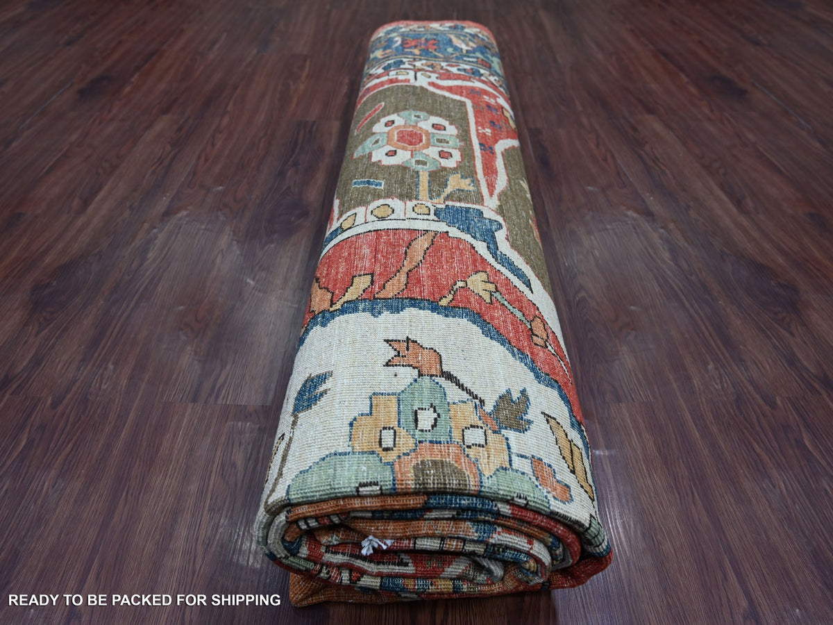 Heriz Heriz hand-knotted wool rug in Red & Blue, 9'2" x 11'7" — SKU O021126 (view 9)