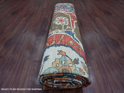 Heriz Heriz hand-knotted wool rug in Red & Blue, 9'2" x 11'7" — SKU O021126 (view 9)
