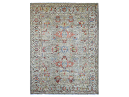 Brown 9'1" x 11'11" Oushak And Peshawar Hand knotted Wool Rug - Sku: O021127