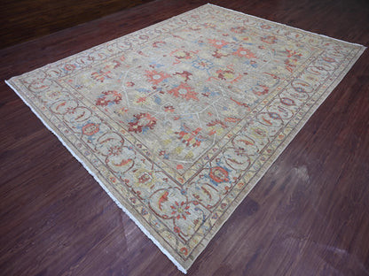 Brown 9'1" x 11'11" Oushak And Peshawar Hand knotted Wool Rug - Sku: O021127