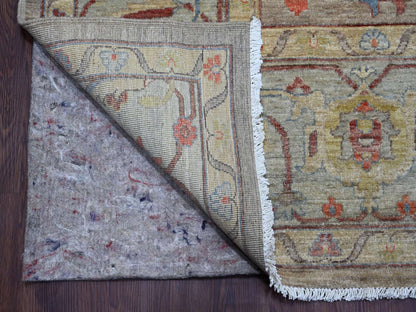 Brown 9'1" x 11'11" Oushak And Peshawar Hand knotted Wool Rug - Sku: O021127