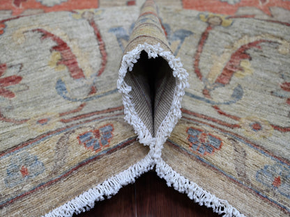 Brown 9'1" x 11'11" Oushak And Peshawar Hand knotted Wool Rug - Sku: O021127