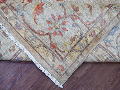 Brown 9'1" x 11'11" Oushak And Peshawar Hand knotted Wool Rug - Sku: O021127
