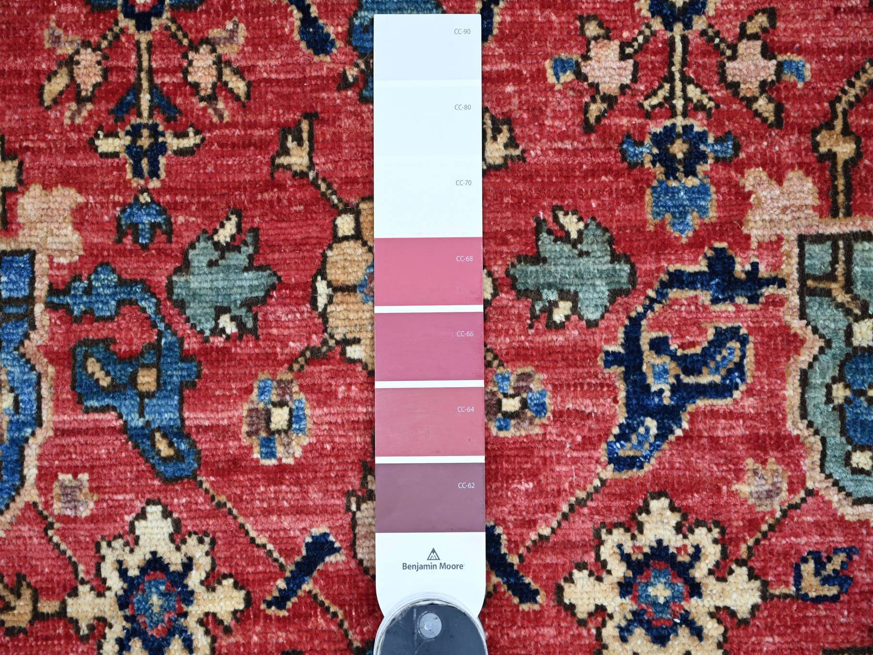 Tribal & Geometric hand-knotted wool rug in Red & Midnight Blue, 8'1" x 10' — SKU O021128 (view 7)