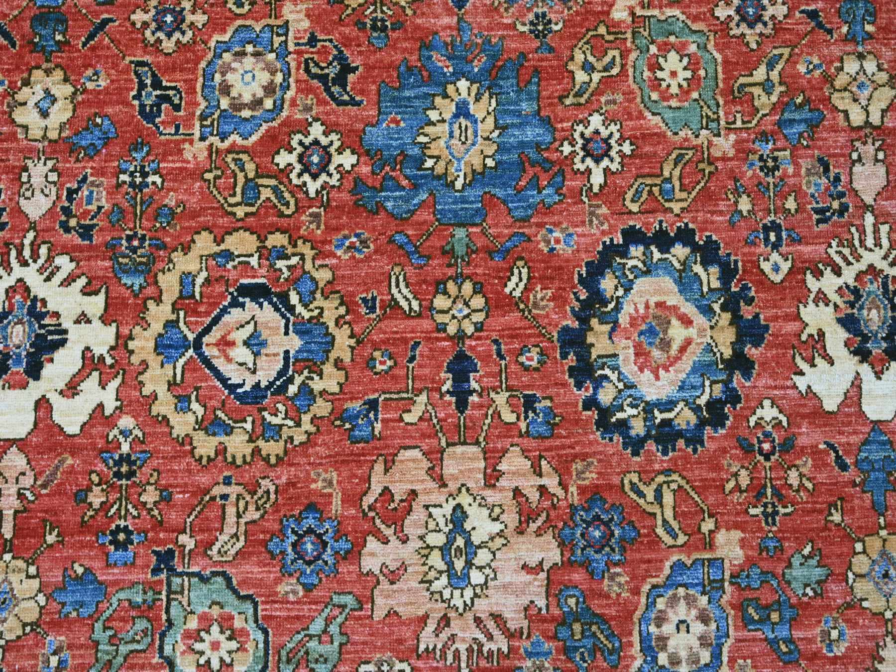 Tribal & Geometric hand-knotted wool rug in Red & Midnight Blue, 8'1" x 10' — SKU O021128 (view 8)