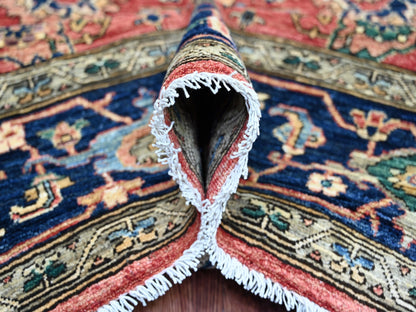 Tribal & Geometric hand-knotted wool rug in Red & Blue, 7'11" x 12'1" — SKU O021131 (view 5)