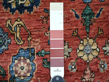 Tribal & Geometric hand-knotted wool rug in Red & Blue, 7'11" x 12'1" — SKU O021131 (view 7)