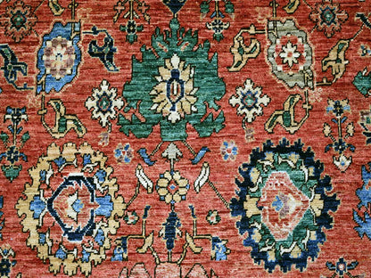 Red 7'11" x 12'1" Tribal & Geometric Hand knotted Wool Rug - Sku: O021131