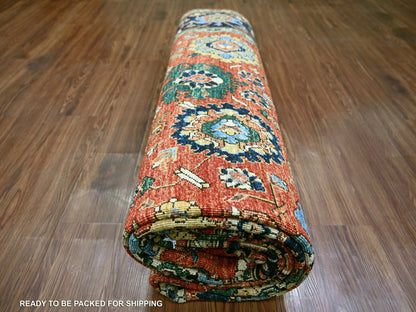 Tribal & Geometric hand-knotted wool rug in Red & Blue, 7'11" x 12'1" — SKU O021131 (view 9)