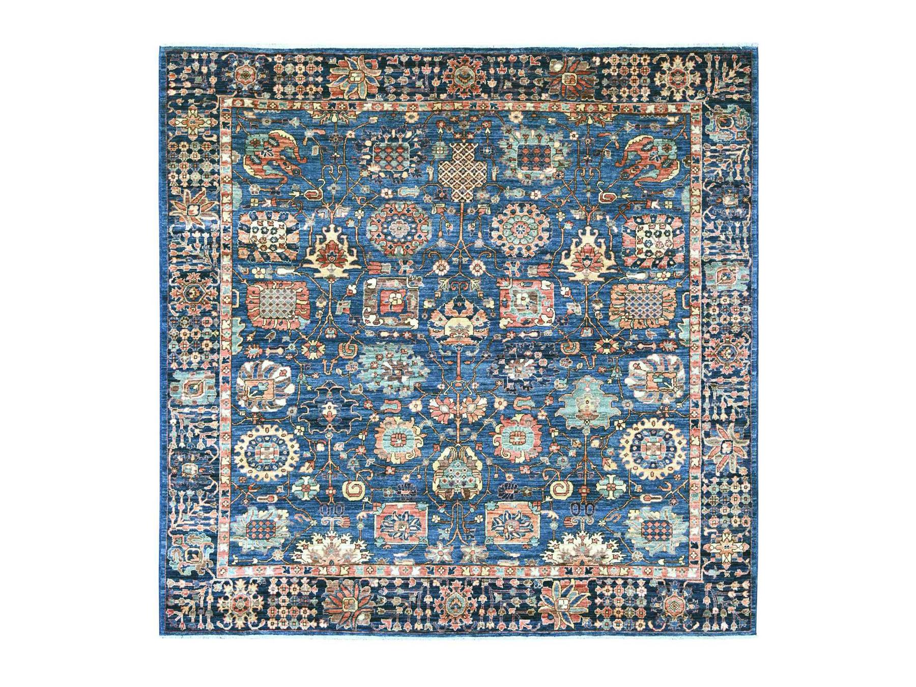 Blue 8'2" x 8'2" Tribal & Geometric Hand knotted Wool Rug - Sku: O021132