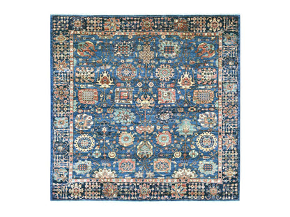 Blue 8'2" x 8'2" Tribal & Geometric Hand knotted Wool Rug - Sku: O021132