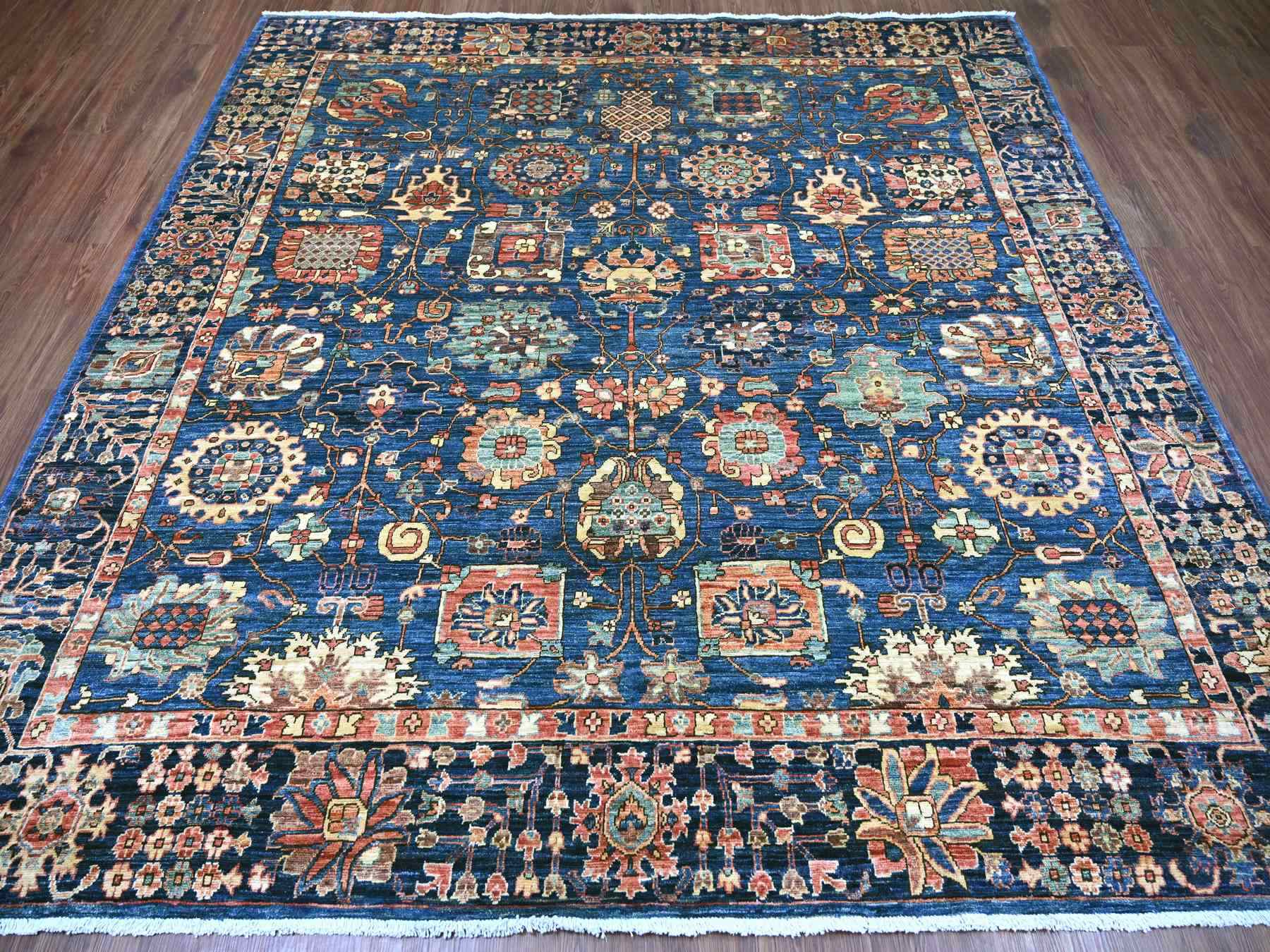 Blue 8'2" x 8'2" Tribal & Geometric Hand knotted Wool Rug - Sku: O021132