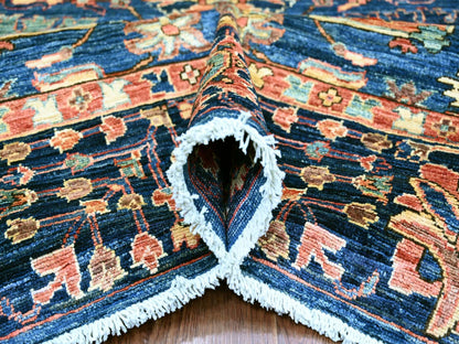 Blue 8'2" x 8'2" Tribal & Geometric Hand knotted Wool Rug - Sku: O021132