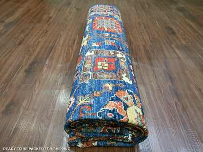 Blue 8'2" x 8'2" Tribal & Geometric Hand knotted Wool Rug - Sku: O021132