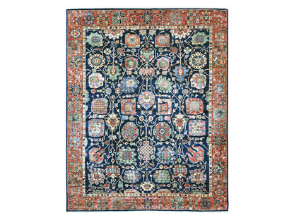 Blue 7'11" x 9'11" Tribal & Geometric Hand knotted Wool Rug - Sku: O021134