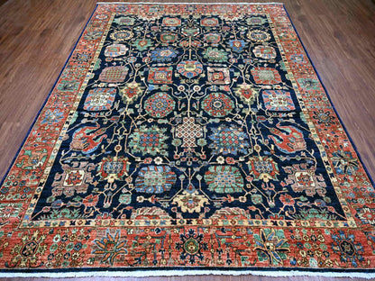 Blue 7'11" x 9'11" Tribal & Geometric Hand knotted Wool Rug - Sku: O021134