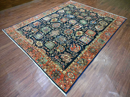 Blue 7'11" x 9'11" Tribal & Geometric Hand knotted Wool Rug - Sku: O021134