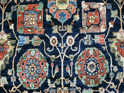 Blue 7'11" x 9'11" Tribal & Geometric Hand knotted Wool Rug - Sku: O021134