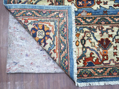 Blue 7'11" x 11'8" Oushak And Peshawar Hand knotted Wool Rug - Sku: O021136