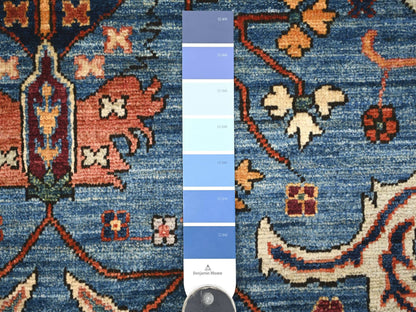 Blue 7'11" x 11'8" Oushak And Peshawar Hand knotted Wool Rug - Sku: O021136