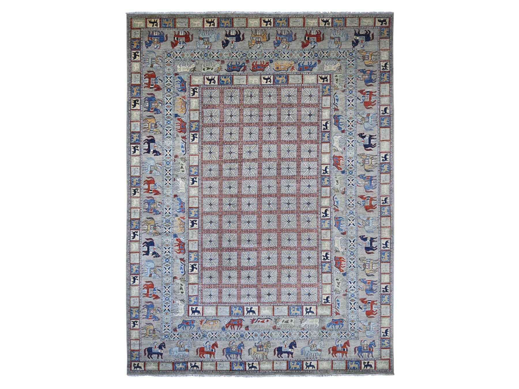 Grey 10'0" x 13'7" Oushak And Peshawar Hand knotted Wool Rug - Sku: O021138