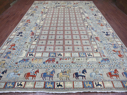 Grey 10'0" x 13'7" Oushak And Peshawar Hand knotted Wool Rug - Sku: O021138