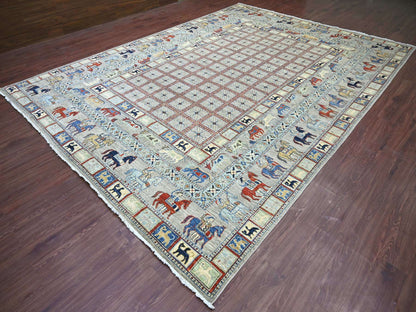 Grey 10'0" x 13'7" Oushak And Peshawar Hand knotted Wool Rug - Sku: O021138