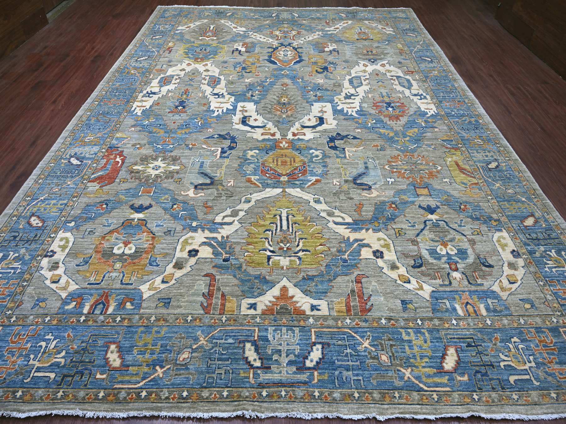Grey 10'0" x 13'10" Oushak And Peshawar Hand knotted Wool Rug - Sku: O021139