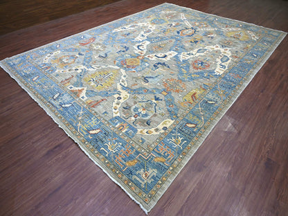 Grey 10'0" x 13'10" Oushak And Peshawar Hand knotted Wool Rug - Sku: O021139