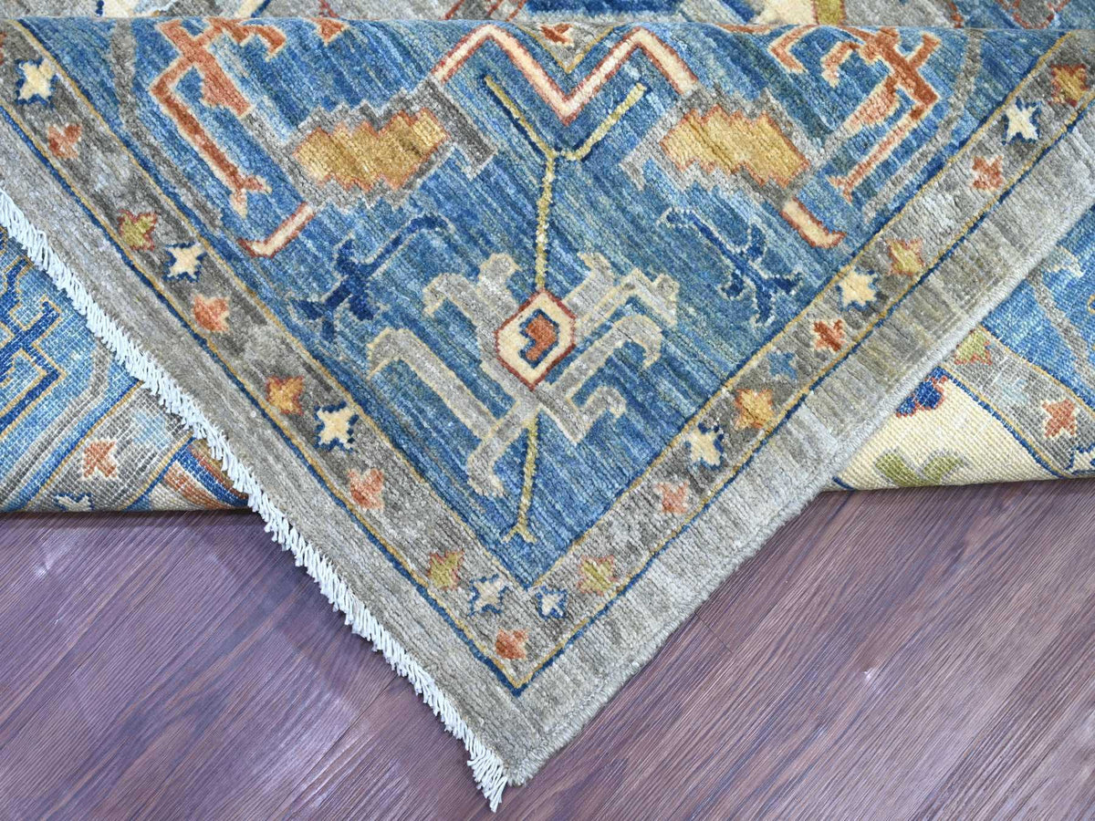 Peshawar Oushak hand-knotted wool rug in Gray & Blue, 10' x 13'10" — SKU O021139 (view 6)
