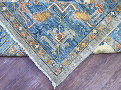 Peshawar Oushak hand-knotted wool rug in Gray & Blue, 10' x 13'10" — SKU O021139 (view 6)