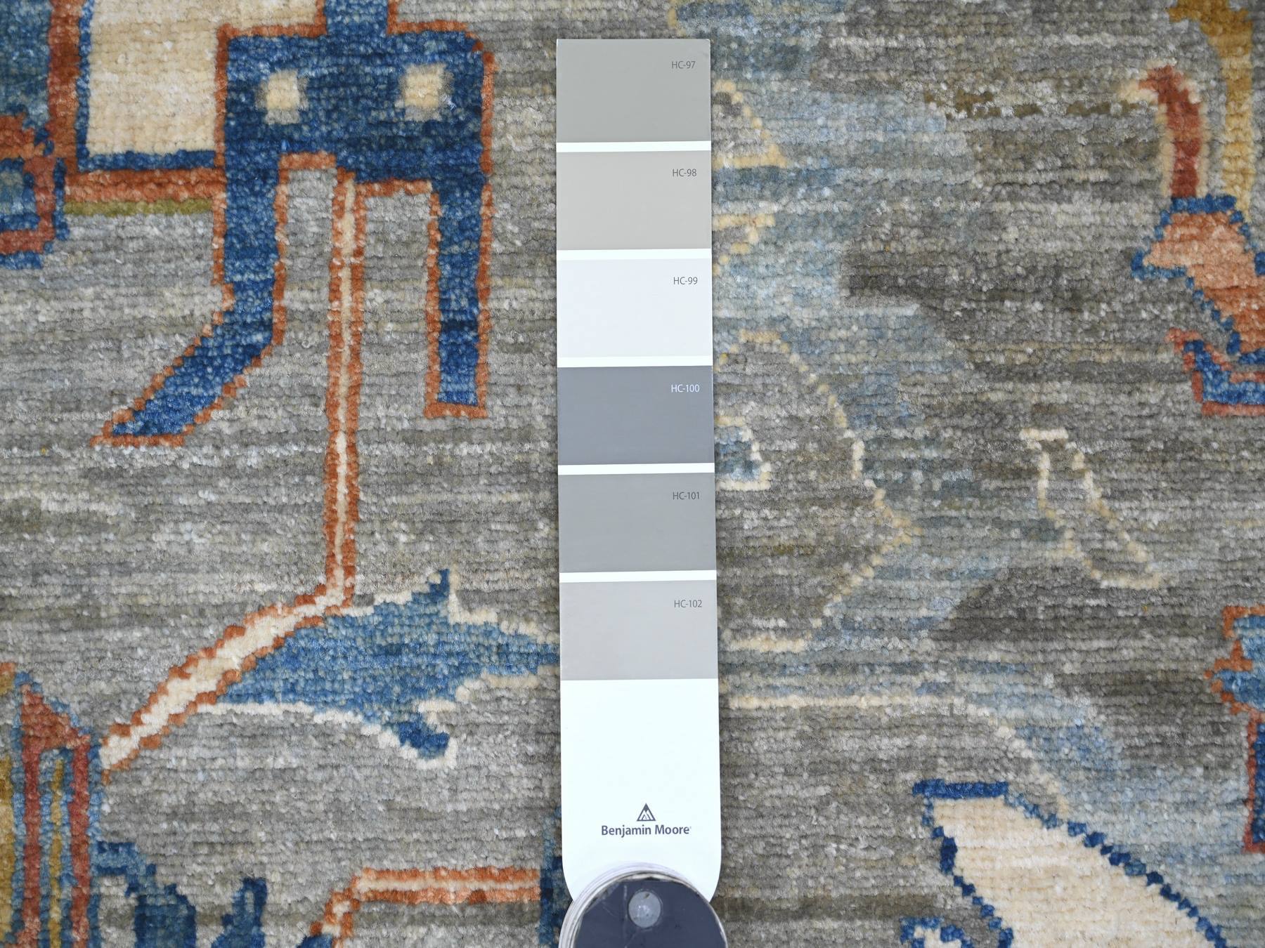 Peshawar Oushak hand-knotted wool rug in Gray & Blue, 10' x 13'10" — SKU O021139 (view 7)