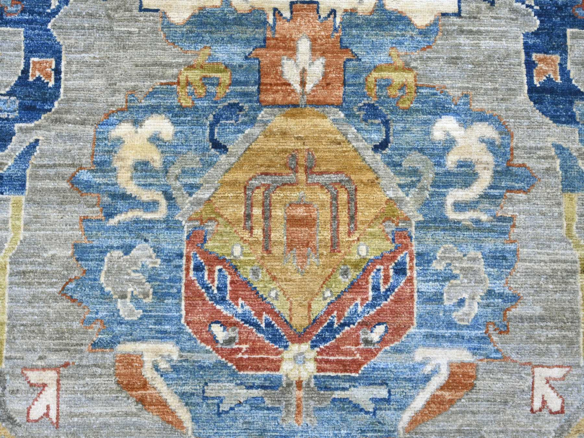 Peshawar Oushak hand-knotted wool rug in Gray & Blue, 10' x 13'10" — SKU O021139 (view 8)