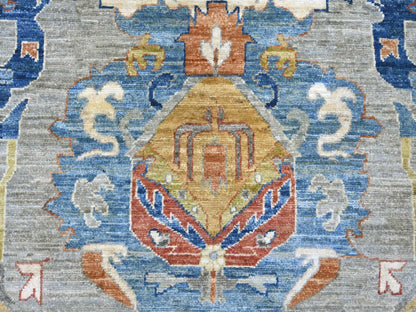 Peshawar Oushak hand-knotted wool rug in Gray & Blue, 10' x 13'10" — SKU O021139 (view 8)