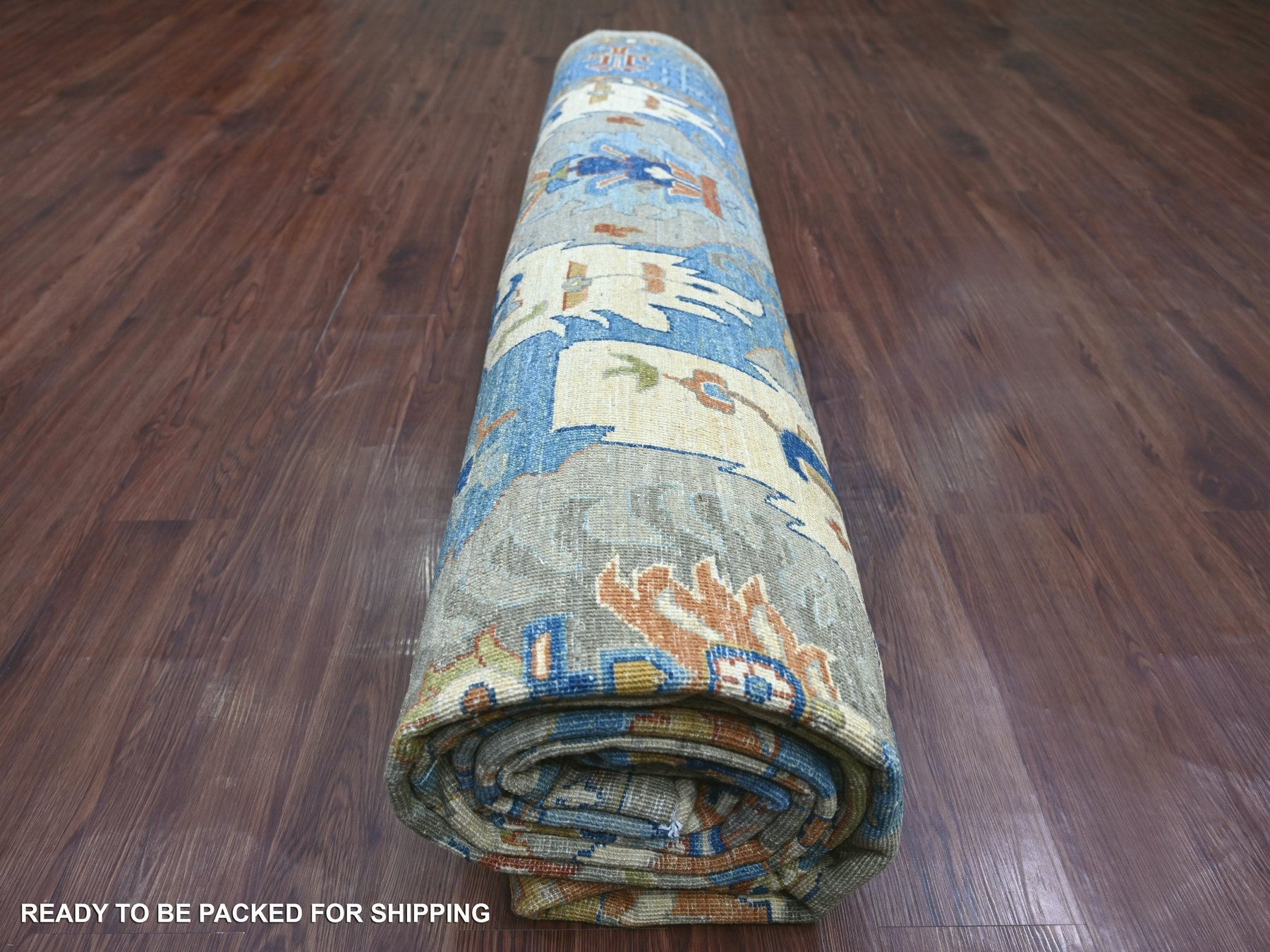 Peshawar Oushak hand-knotted wool rug in Gray & Blue, 10' x 13'10" — SKU O021139 (view 9)