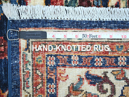 Blue 6'2" x 8'9" Tribal & Geometric Hand knotted Wool Rug - Sku: O021141