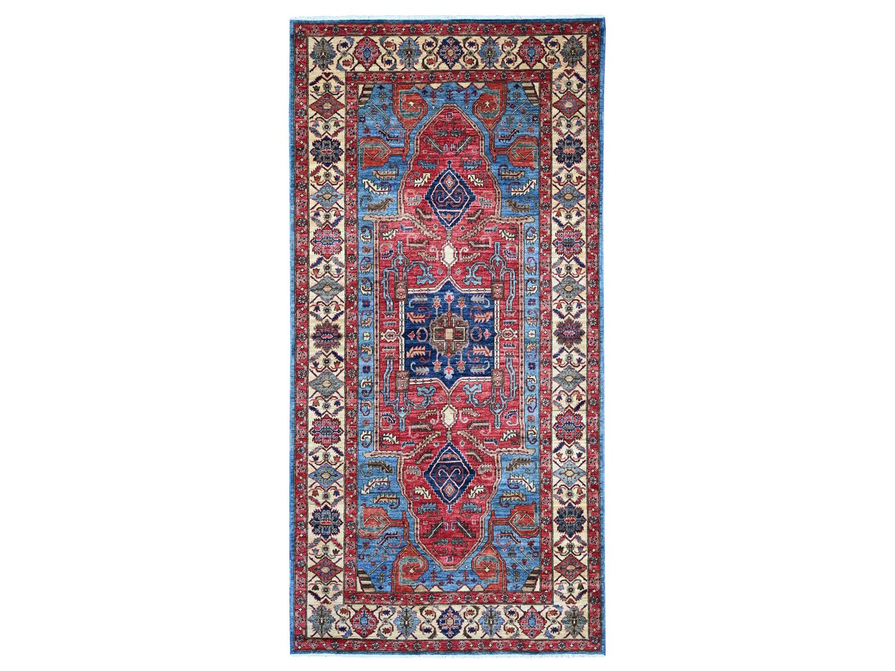 Blue 5'10" x 11'9" Heriz Hand knotted Wool Rug - Sku: O021143
